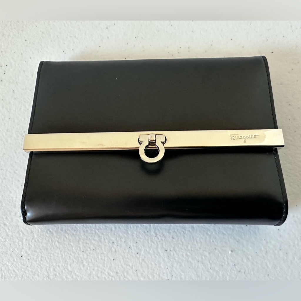Salvatore Ferragamo Black / Silver Flip Wallet